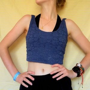 Blue Lace Crop Top